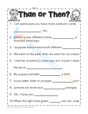 Mastering Then vs Than with Engaging Worksheet