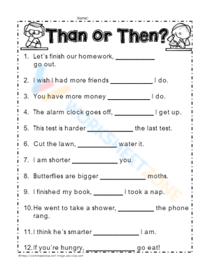 Improve Grammar: Then vs Than Practice Worksheet