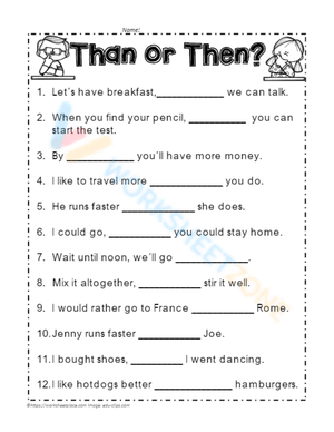 Clear the Confusion: Then vs Than Worksheet