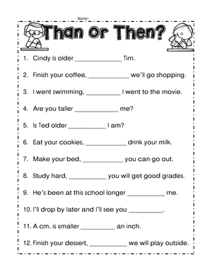 Grammar Essentials: Then vs Than Worksheet Guide