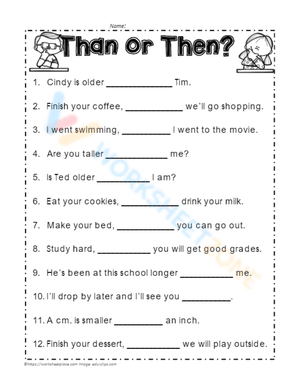 Grammar Essentials: Then vs Than Worksheet Guide