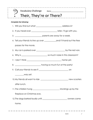 Improve Writing: There Their They're Worksheet