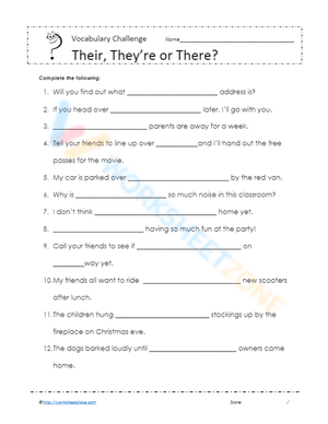 Improve Writing: There Their They're Worksheet