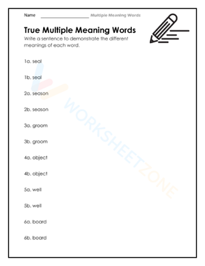 Grade 6 Multiple Meaning Words — Printable No-Prep Practice