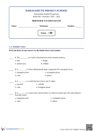 Essential Grade 7 Math Midterm: Inequalities & 3D Geometry