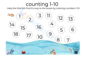 Under The Sea Coloring 1-10 Worksheet