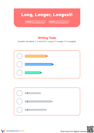 Printable Length Comparison Worksheet | Grade K Math