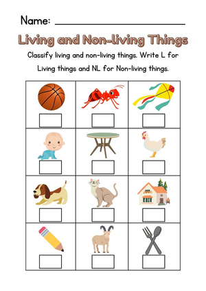 Living and Non-living Things Worksheet | Grade K Ready