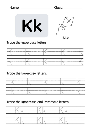 Letter K Tracing Worksheet — Printable Pre-K & K