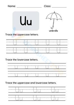  Letter U Tracing Worksheet