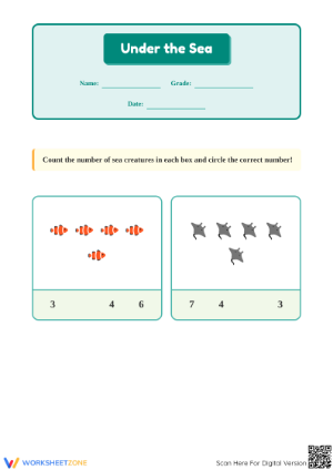 Printable Under the Sea Counting Activity | Grade K