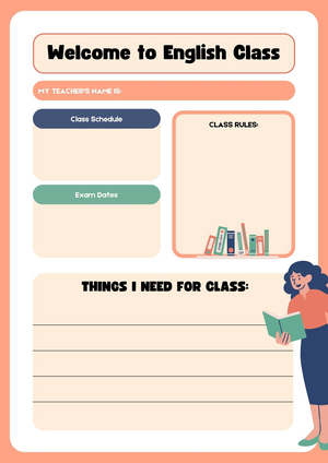 Welcome to English Class: Information Worksheet