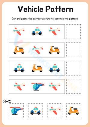Vehicle Pattern: Kindergarten Math Worksheet