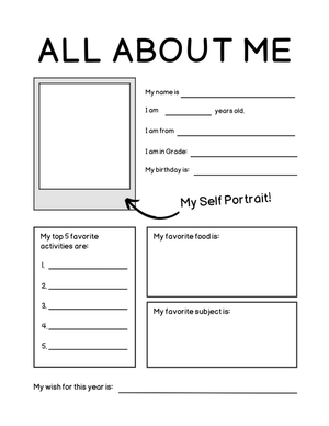 All About Me: Student Introduction Worksheet