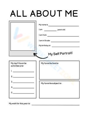 All About Me: Student Introduction Worksheet
