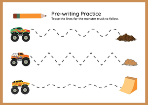 Printable Monster Truck Tracing Worksheet | Pre-K