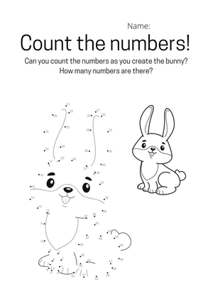 Printable Bunny Dot to Dot Worksheet | Kindergarten Math
