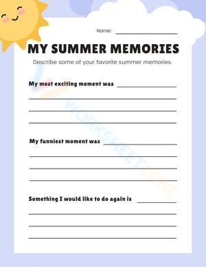 Sun and Clouds Summer Memories Writing Prompt
