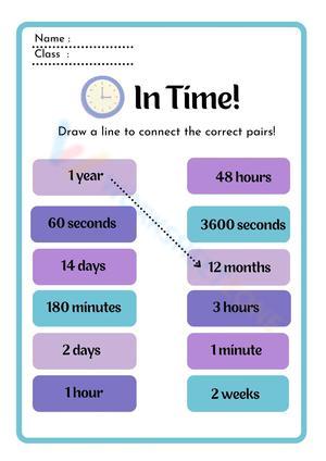 Pairing up time units worksheet