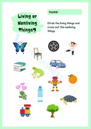Grade K Living or Nonliving Things - Printable