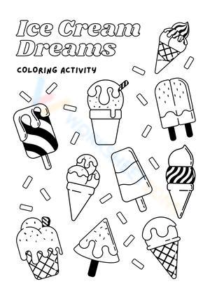 Ice Cream Food Coloring Activity Worksheet