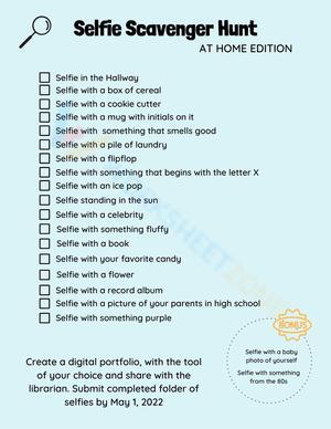 Selfie Scavenger Hunt Printable | Grade 4 Digital Literacy