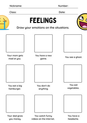 Drawing Feelings Worksheet | Essential Grade K-1 SEL