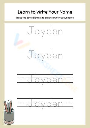 Printable Name Writing Practice – Jayden