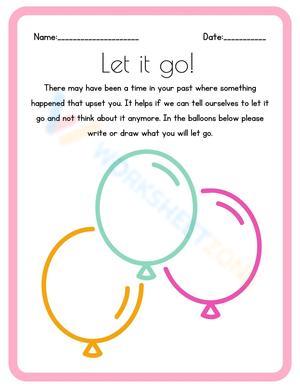 Let it go! SEL Social Emotional Learning Activity Worksheet