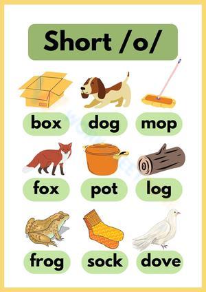 Yellow Green Short /O/ sound words