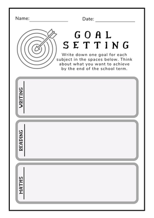 Academic Goal Setting Worksheet For Reading Writing And Math