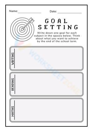 Academic Goal Setting Worksheet For Reading Writing And Math