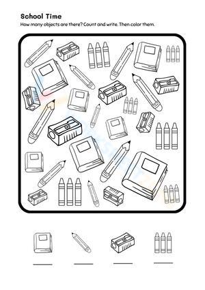 School Time Counting Worksheet