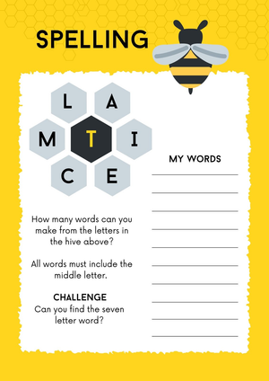 Printable Spelling Bee Word Puzzle | Grade 4 ELA