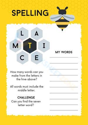 Printable Spelling Bee Word Puzzle | Grade 4 ELA