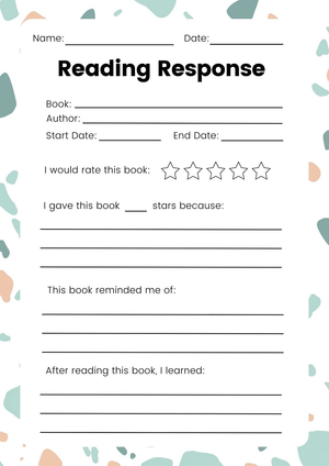 Printable Reading Response Worksheet | Grade 3