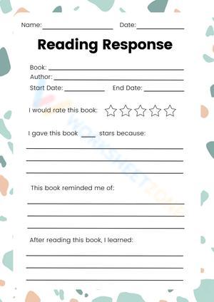 Turquoise Terrazzo Reading Response Worksheet