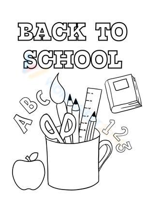 White Black Back to School Coloring Page Worksheet