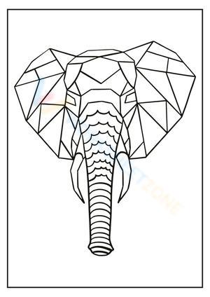 Geometric colouring in worksheet elephant