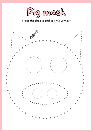 Printable Pig Mask Tracing Worksheet | Kindergarten Ready
