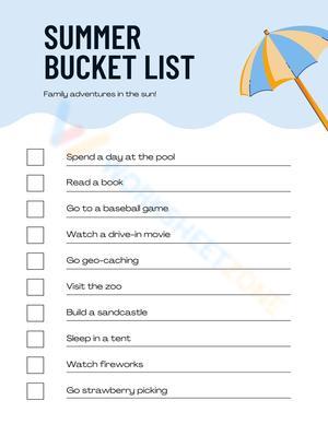 Fun Family Activity: Summer Bucket List Worksheet
