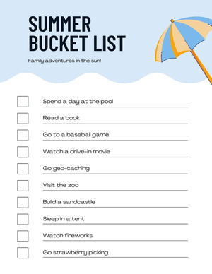 Fun Family Activity: Summer Bucket List Worksheet