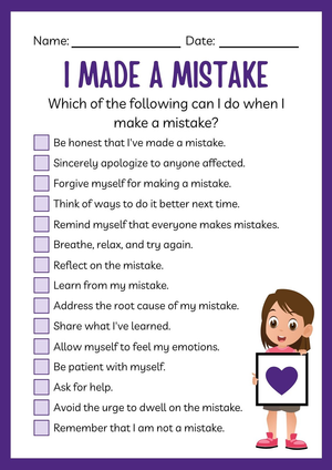 Dealing with Mistakes SEL Worksheet | Printable Grade 3