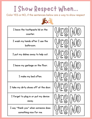 I Show Respect Worksheet | Grade K-1 Essential
