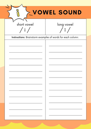 Long and Short Vowel Sounds Worksheet | Grade 1 Essential