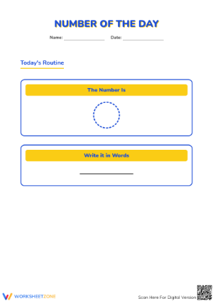 Printable Number of the Day Worksheet | Grade 2 Math