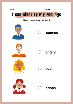 Identify Feelings Printable Worksheet | Grade K SEL