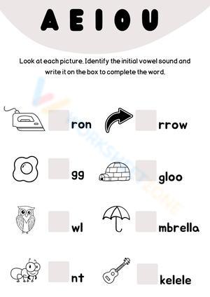 Initial Vowel Sounds Worksheet | Grade K Essential