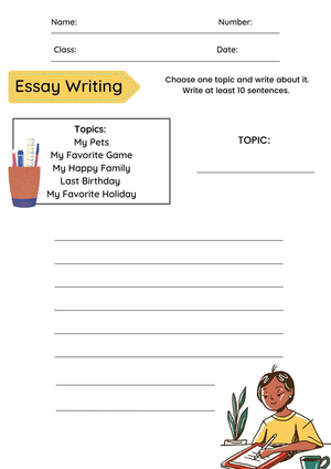 Printable Essay Writing Template | Grade 3