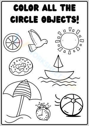 Black and White Circle Objects Coloring Page